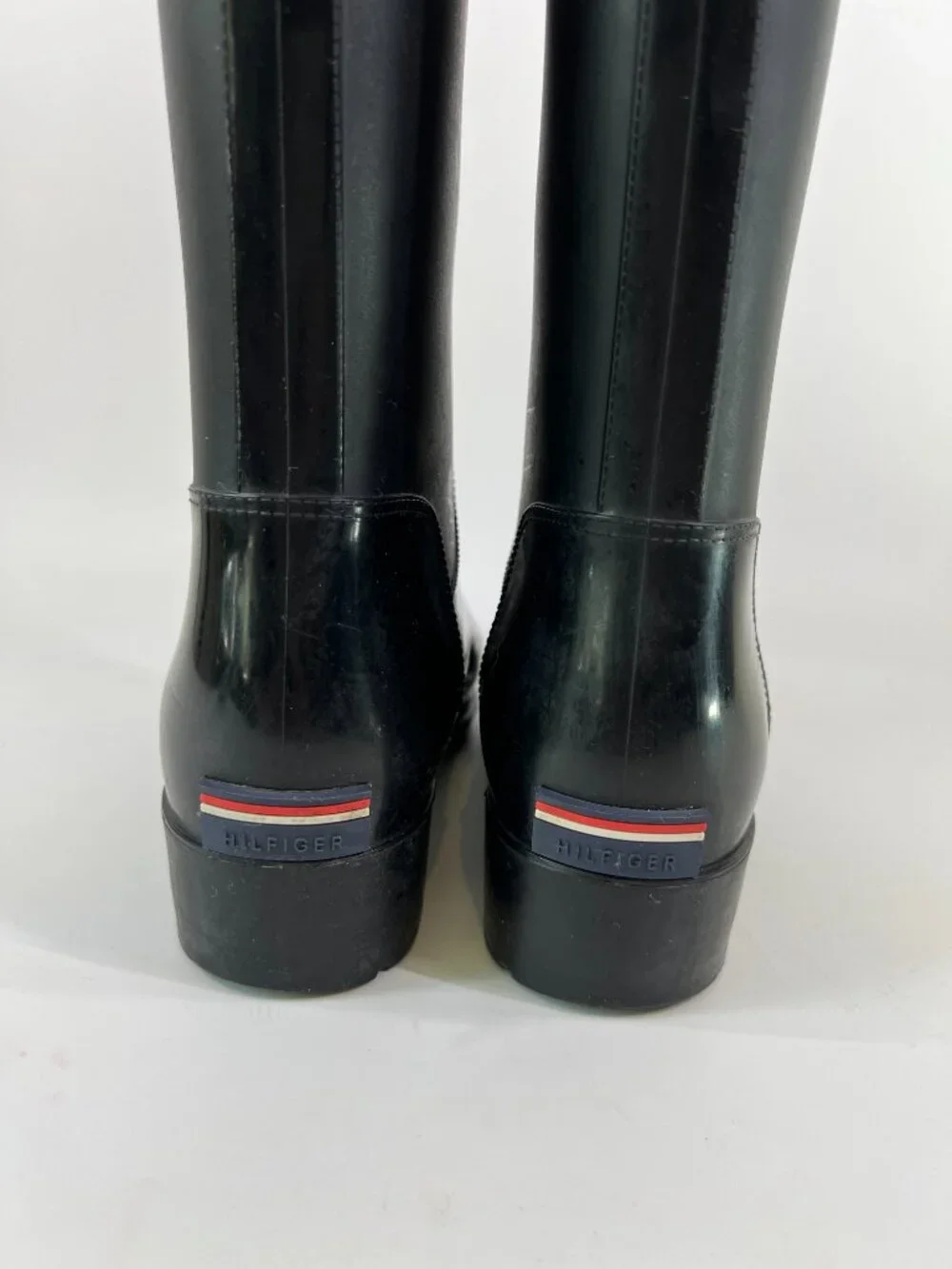 Tommy Hilfiger Womens 10 Karissa Black Rain Boots Pull On Water Resistant